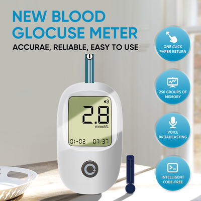 Travel Size Glucometer Machine Glucometro 250 Memories Glucometer With 50pcs Test Strips And 50pcs Lancets Glucose Meter