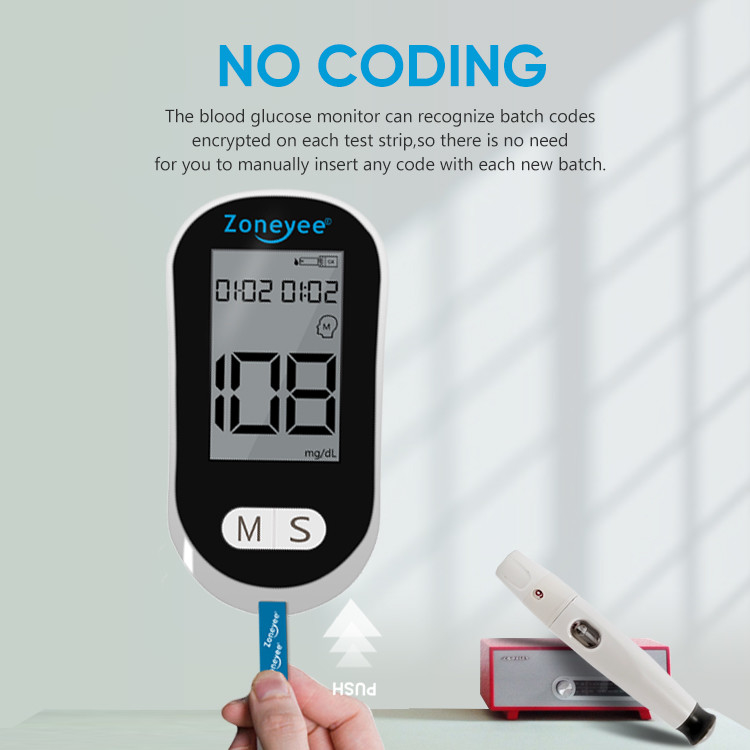 Greatpeak Portable Code Free Digital Glucometer, Smart Blood Sugar Monitor Blood Glucose Meter Kit With Test Strips