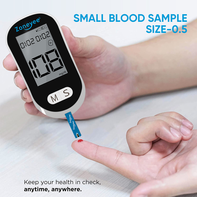 High quality Smart Digital Blood Sugar Monitor 250 Memory Easy Use  Portable Safe Homecare Blood Glucometer Black Color