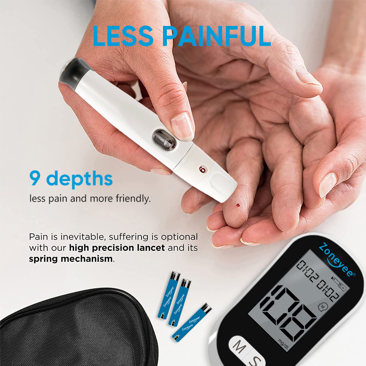 High quality Smart Digital Blood Sugar Monitor 250 Memory Easy Use  Portable Safe Homecare Blood Glucometer Black Color